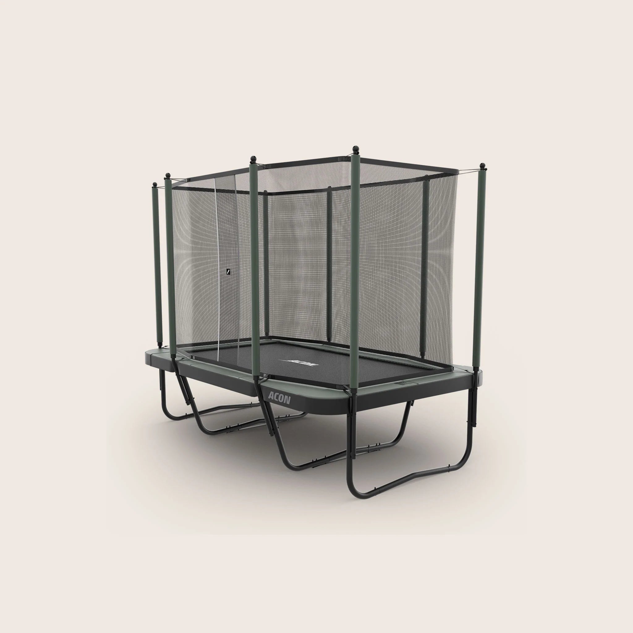 Acon Air 13 Sport HD Trampolin mit Sicherheitsnetz vor beigem Hintergrund.