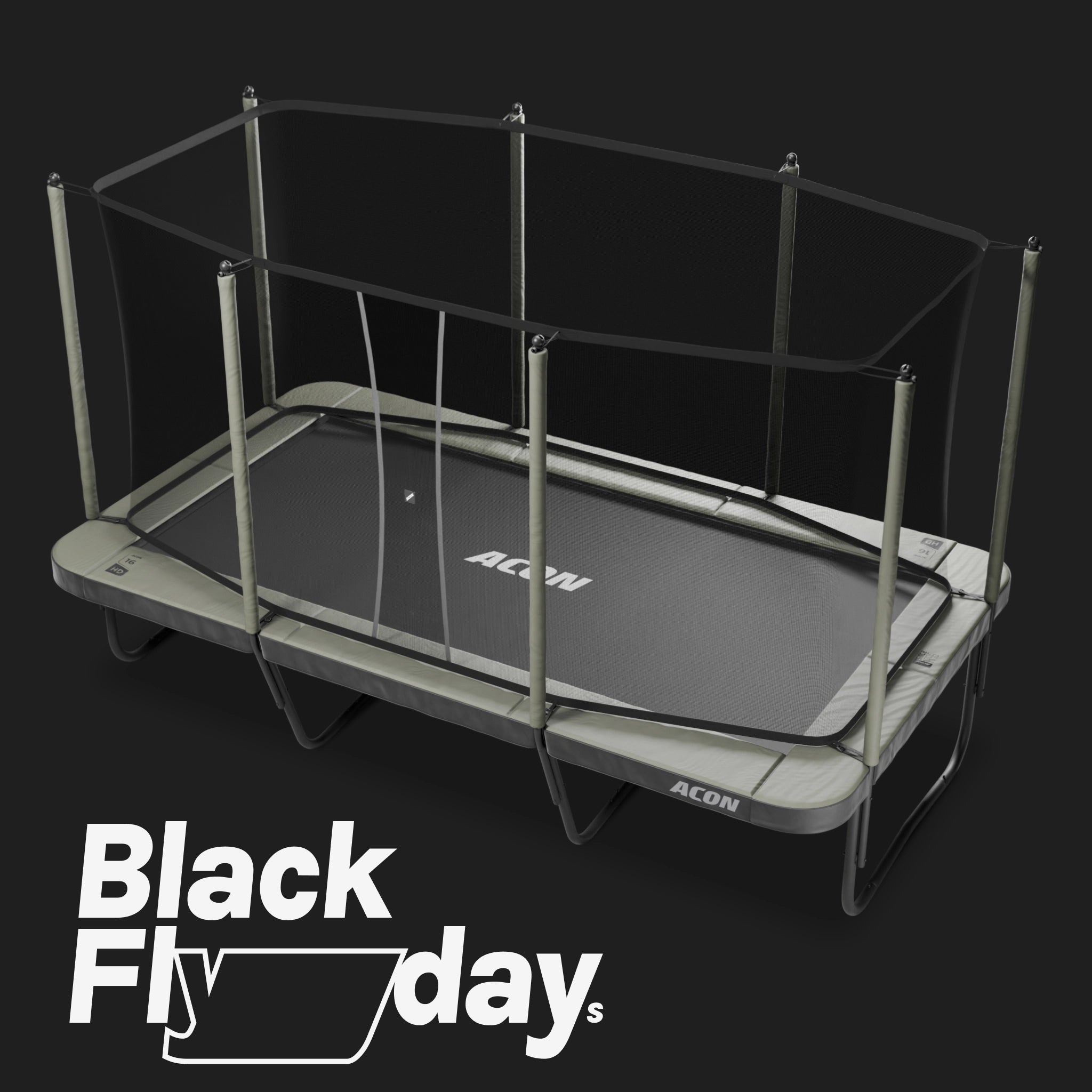 Black Friday 2025 - Acon 16 HD rechteckiges Trampolin mit Sicherheitsnetz.