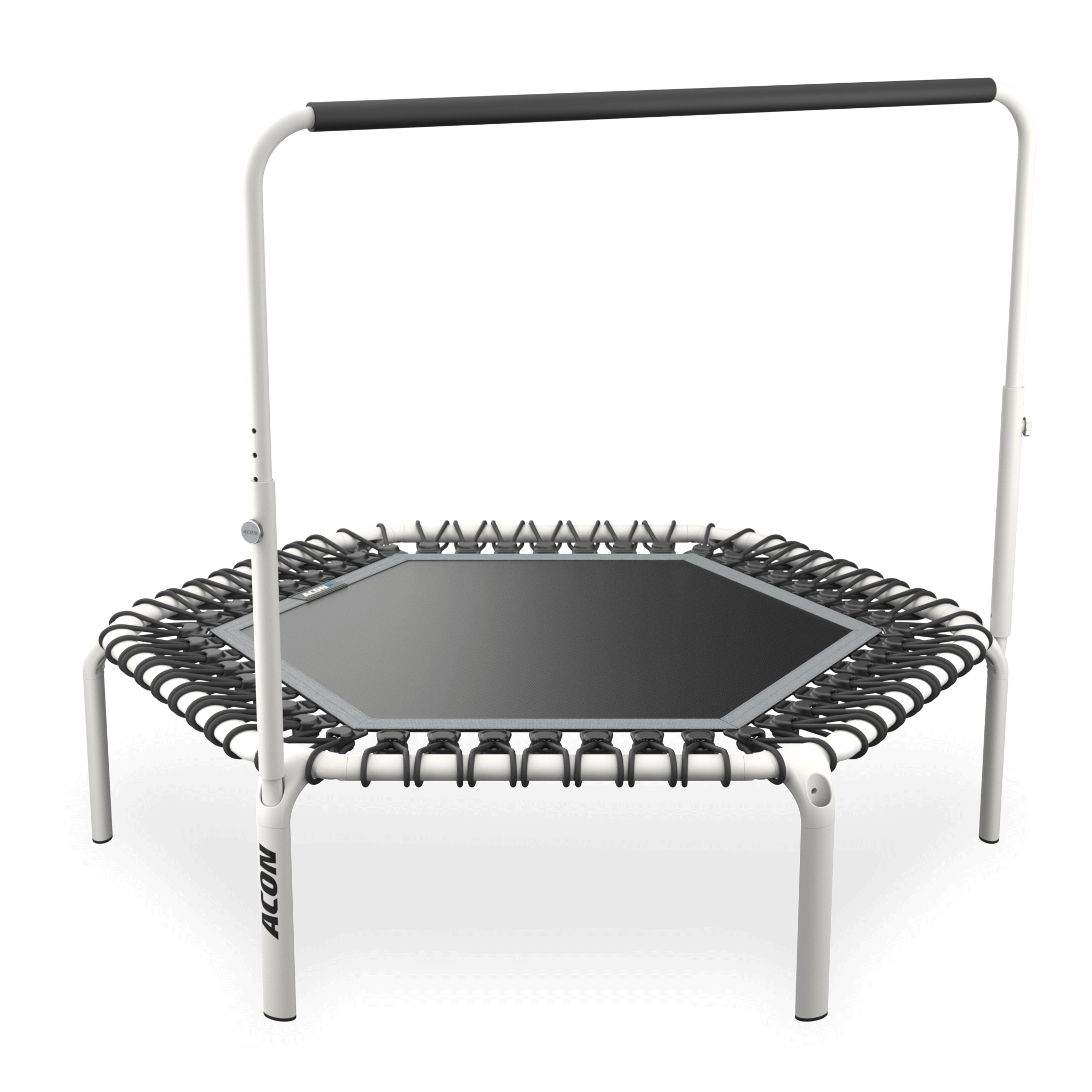 ACON Fit 1,41 m sechseckiger Rebounder mit Balance-Haltestange, weiß.
