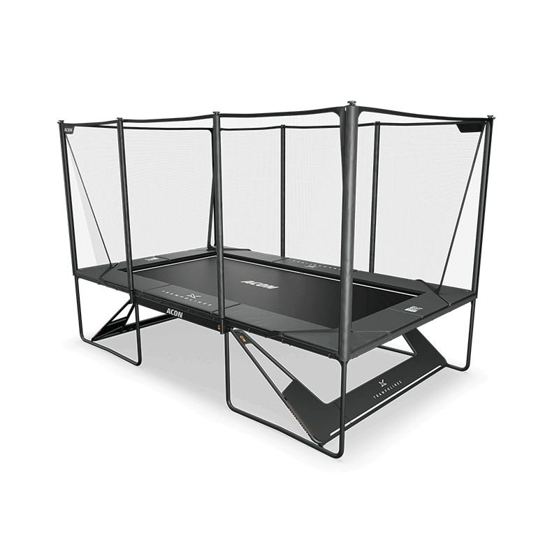 Acon X Trampolin mit Sicherheitsnetz.