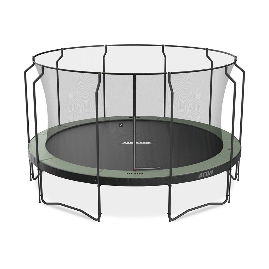 Produktbild des runden Trampolins Acon 15 ft mit Premium-Netz vor weißem Hintergrund.