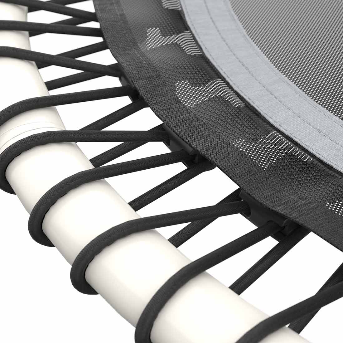 Nahaufnahme des ACON FIT 1,12m runden Trampolins mit Bungee-Federn.