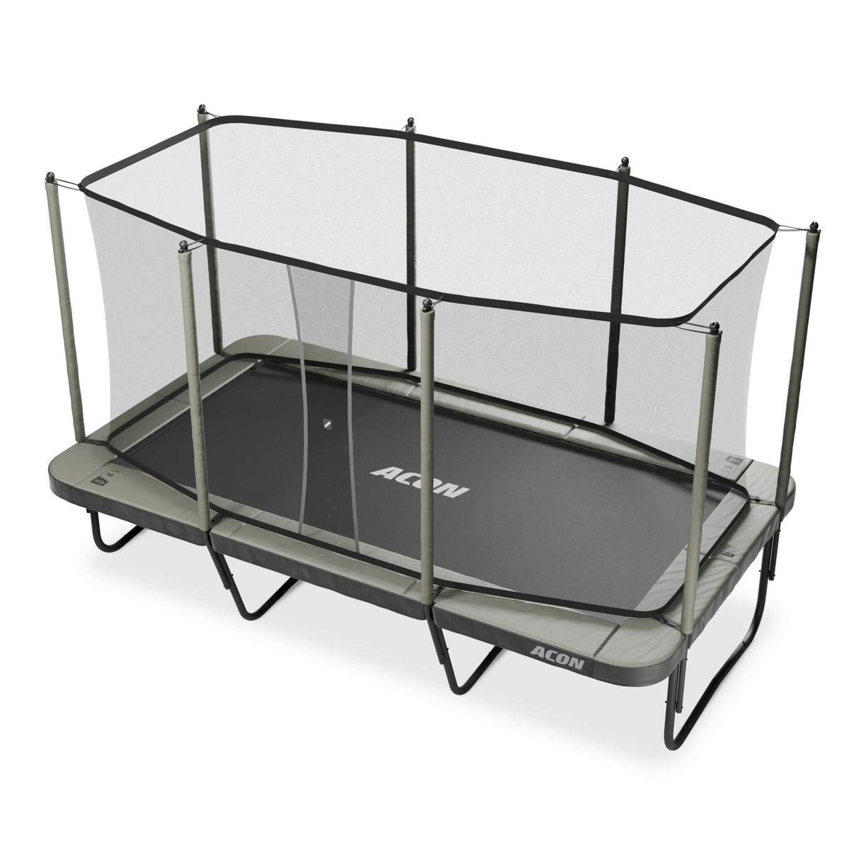 ACON 16 HD Trampolin, Sicherheitsnetz und Leiter.