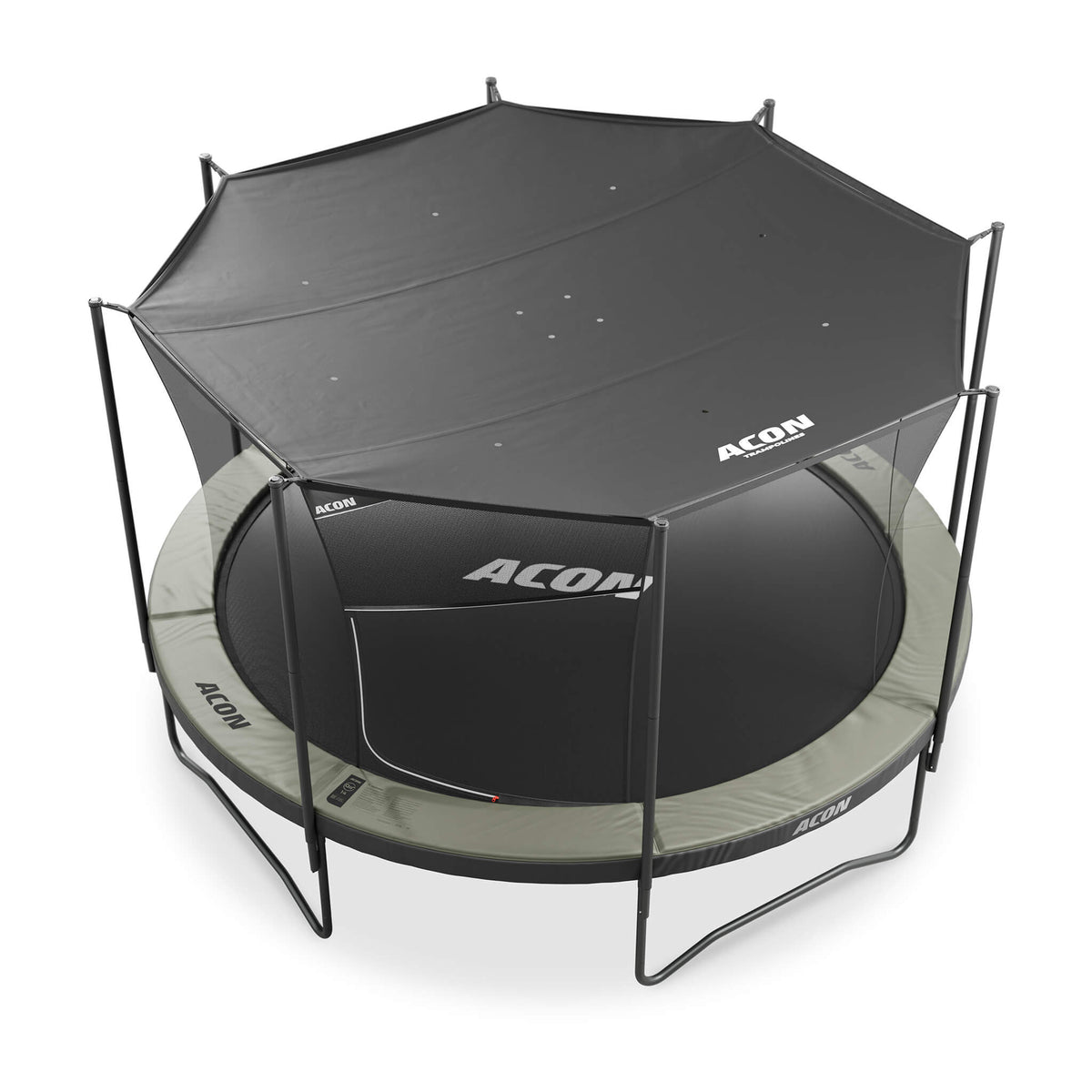 Acon Air Sonnenschutz auf einem Acon Air Trampolin, silberne Seite oben.