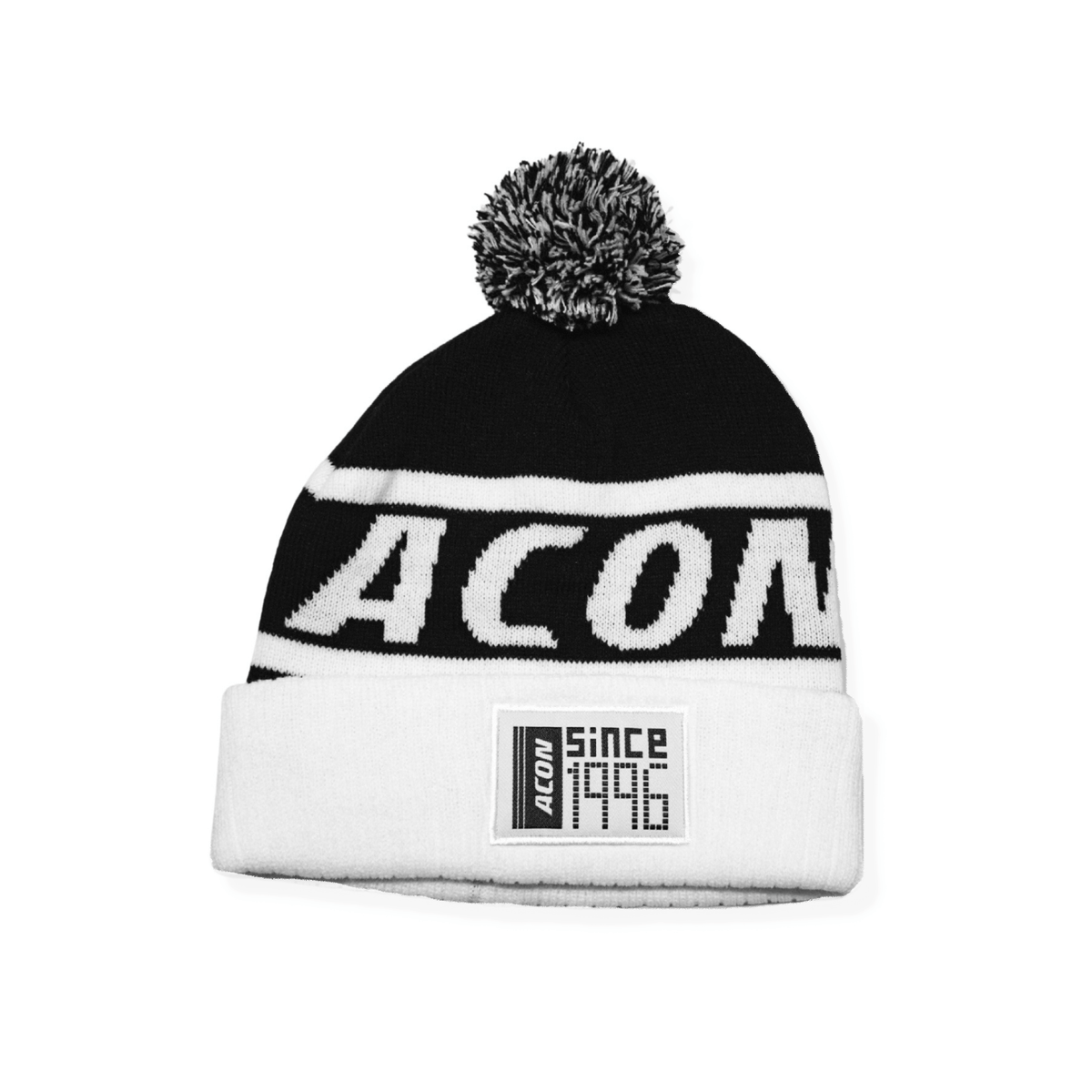 Ein Foto der Acon Blk/Whi Beanie von vorne.