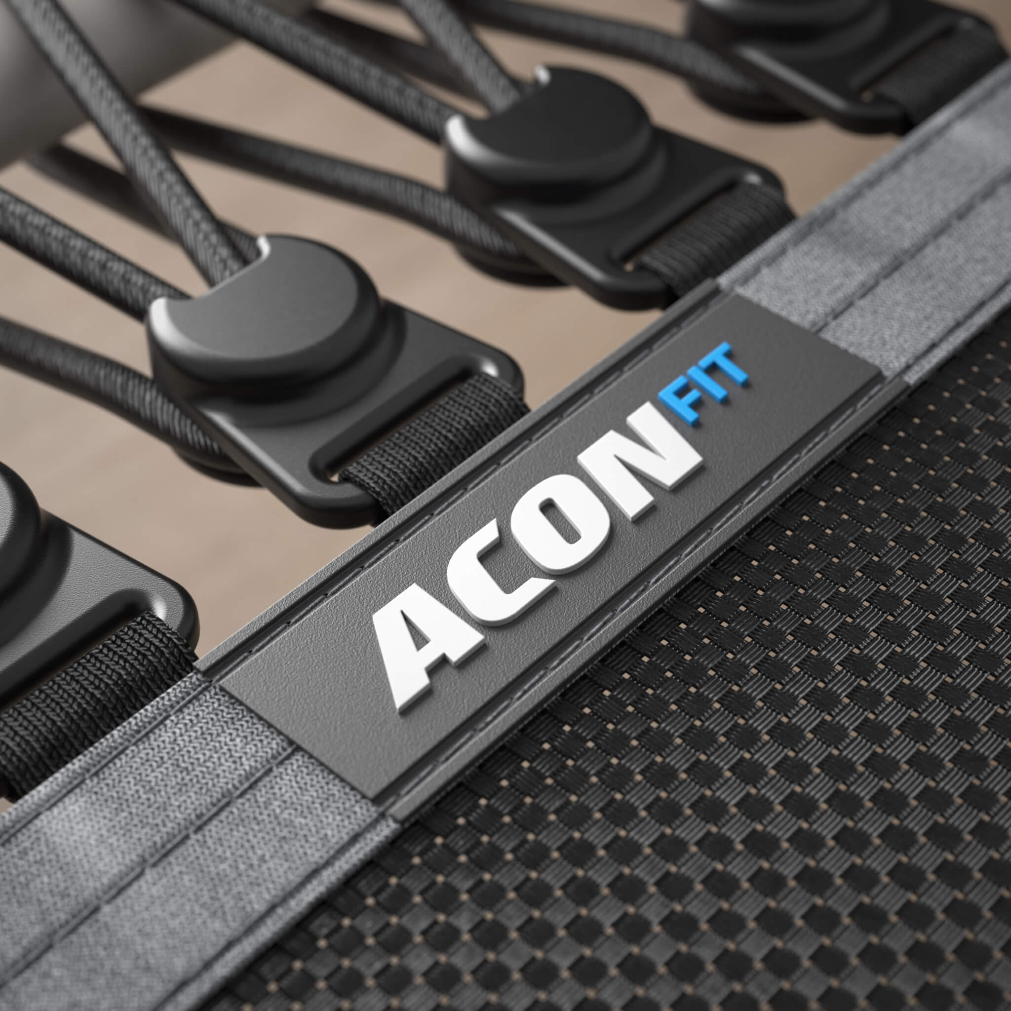 Detail der Befestigung der Bungee-Seile am Acon FIT-Rebounder.