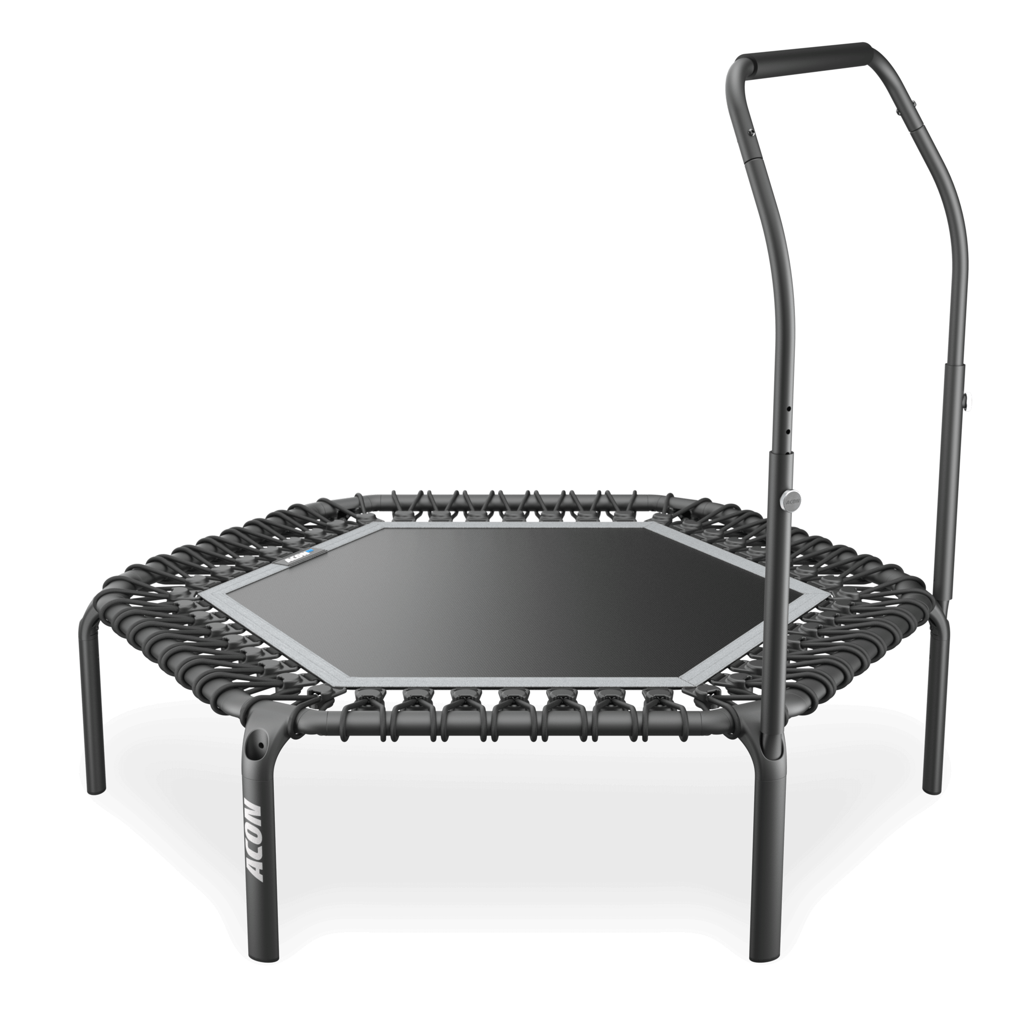 ACON Fit 1,41 m sechseckiger Rebounder mit Active-Haltestange, schwarz.