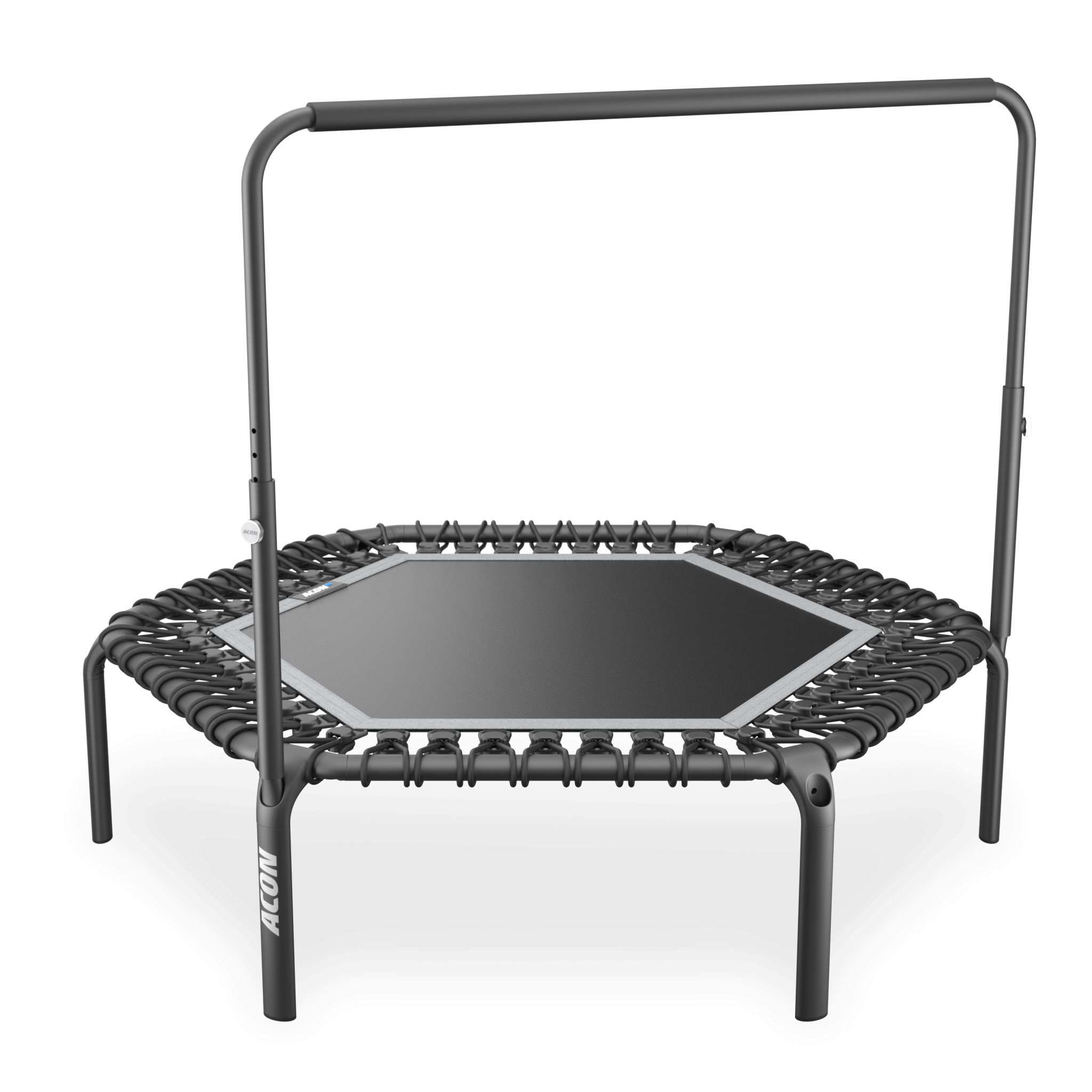 ACON Fit 1,41 m sechseckiger Rebounder mit Balance-Haltestange, schwarz.