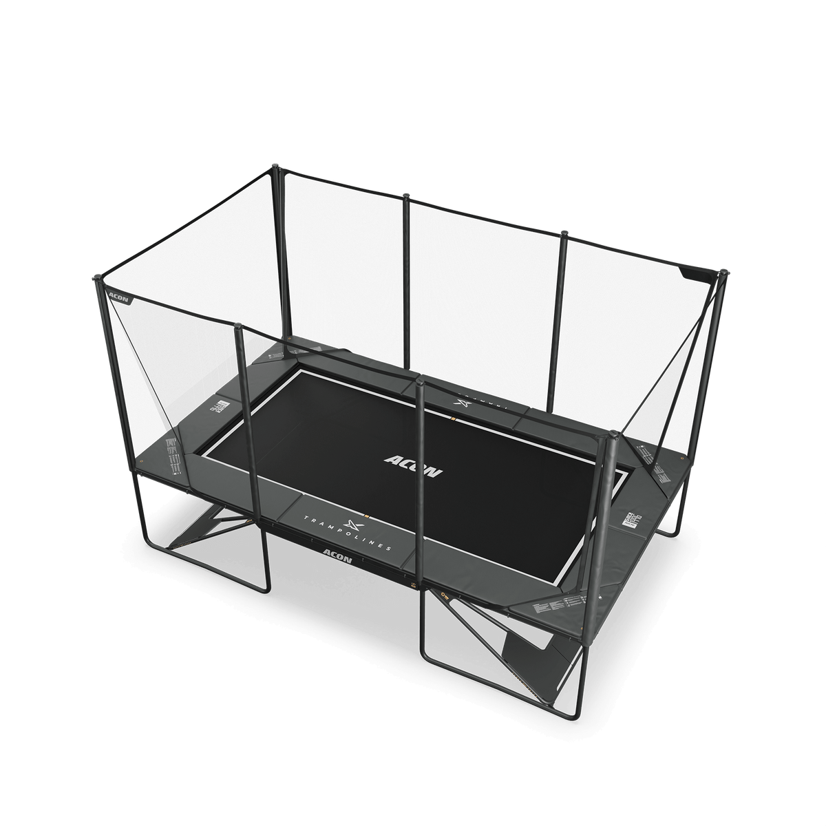 ACON X 17ft Rechteckiges Trampolin mit Netz und Leiter, Schwarz.
