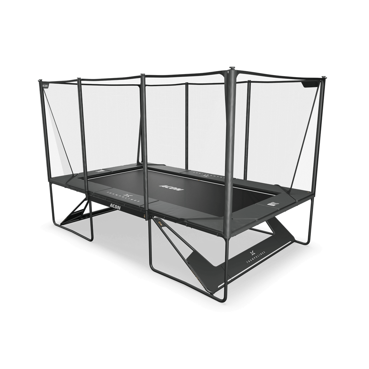ACON X 17ft Rechteckiges Trampolin mit Netz und Leiter, Schwarz. & 10111-X-BL