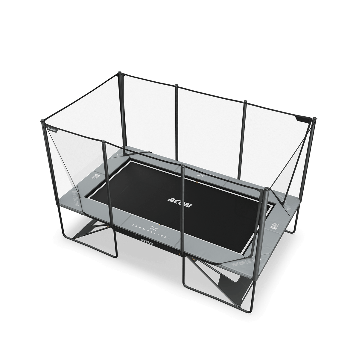 ACON X 17ft Rechteckiges Trampolin mit Netz und Leiter, Hellgrau.