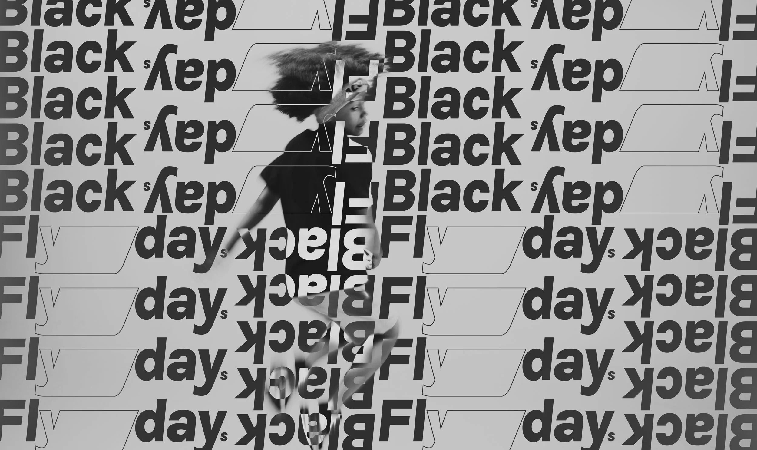 Trampoline Angebot Black Friday - schwarz-weißes Kampagnenbild mit dem Text Black Flyday.