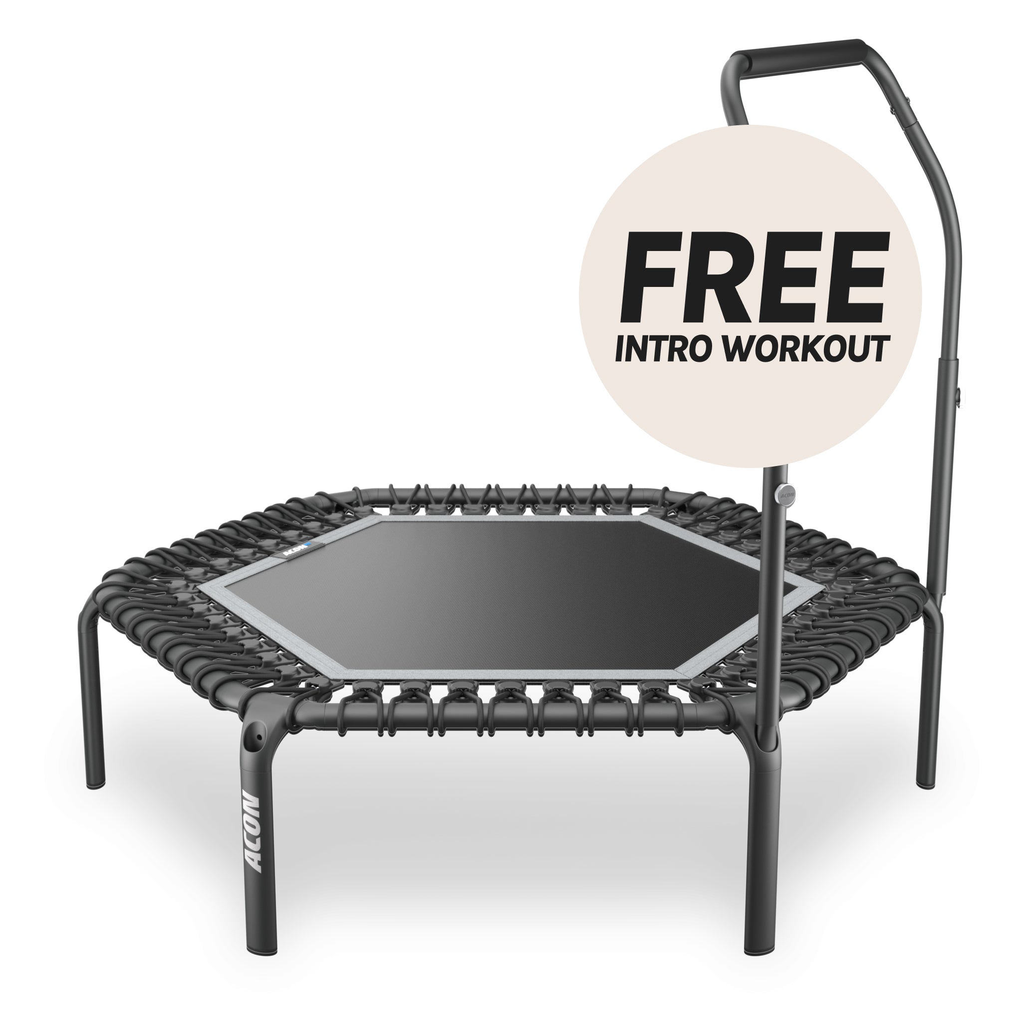 ACON Fit 1,41 m sechseckiger Rebounder mit Active-Haltestange, schwarz.