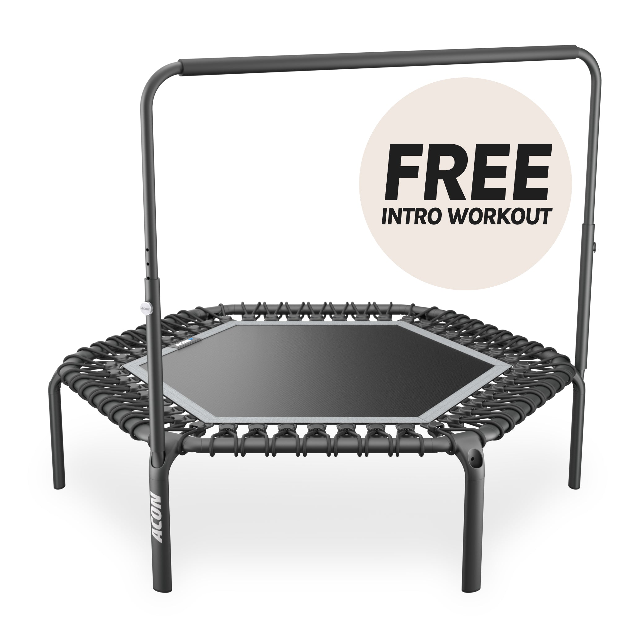 ACON Fit 1,41 m sechseckiger Rebounder mit Balance-Haltestange, schwarz.