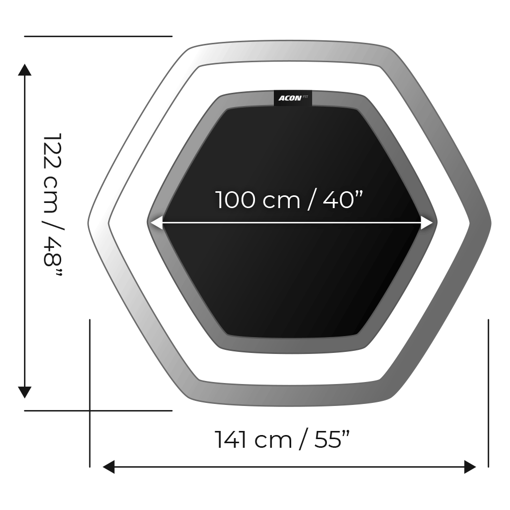 Acon FIT Trampolin Hexagon Abmessungen.