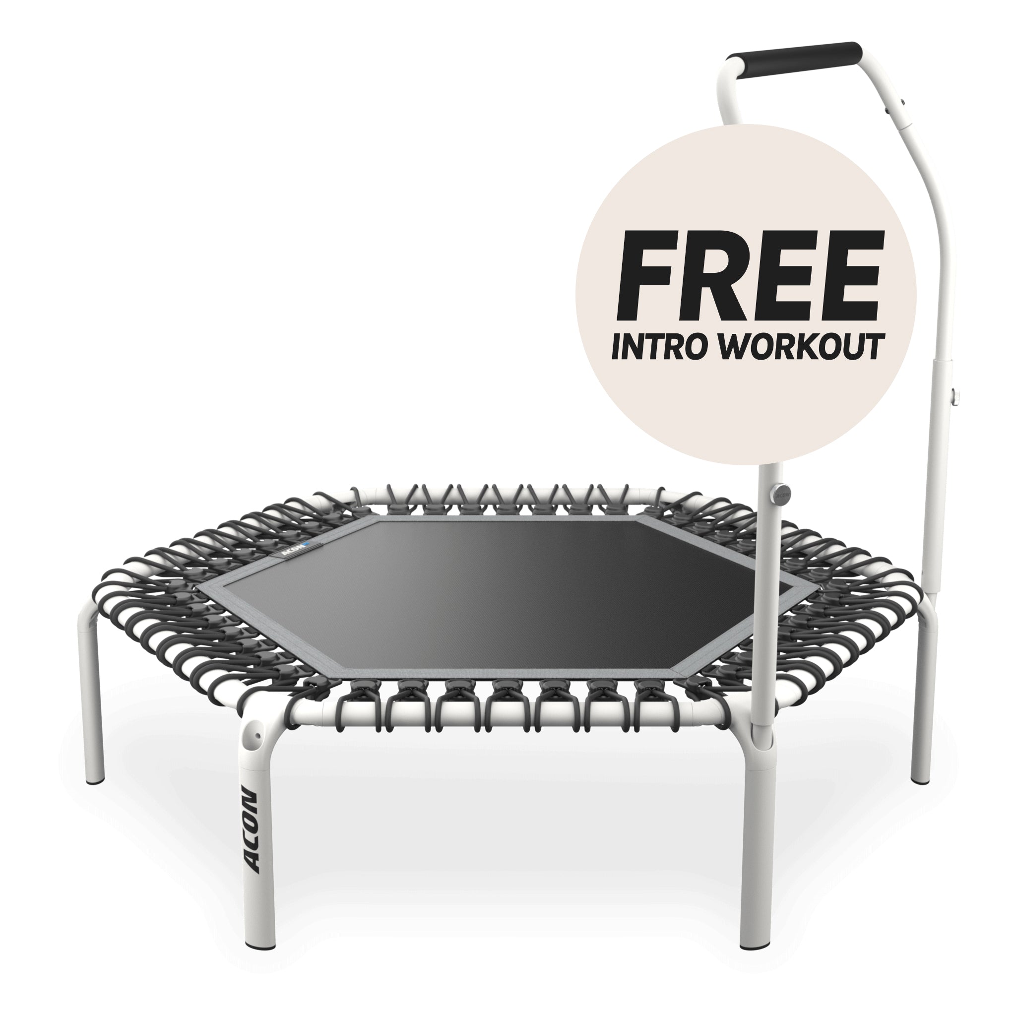 ACON Fit 1,41 m sechseckiger Rebounder mit Active-Haltestange, weiß.