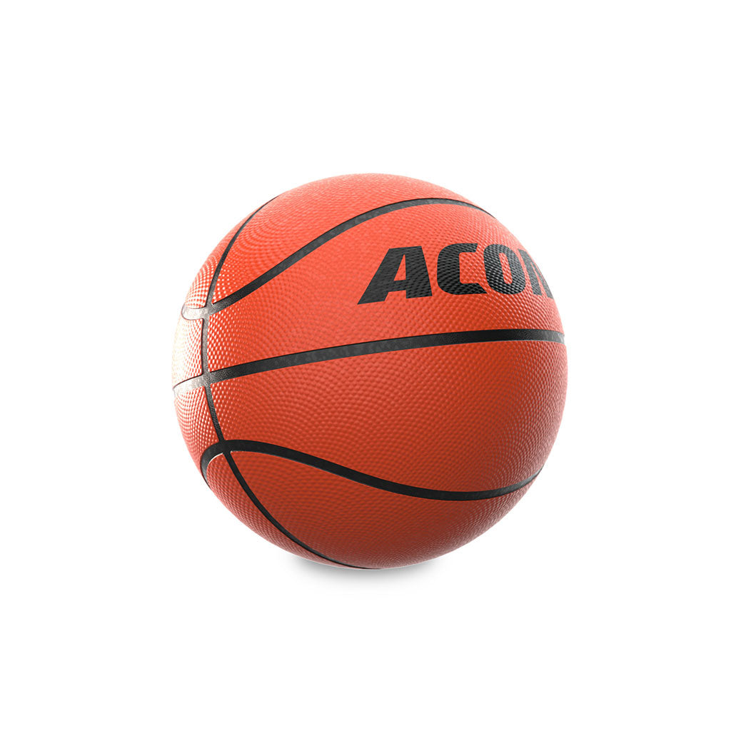 Produktbild des orangefarbenen Acon-Basketballs für den Trampolinkorb, aufgenommen vor weißem Hintergrund.
