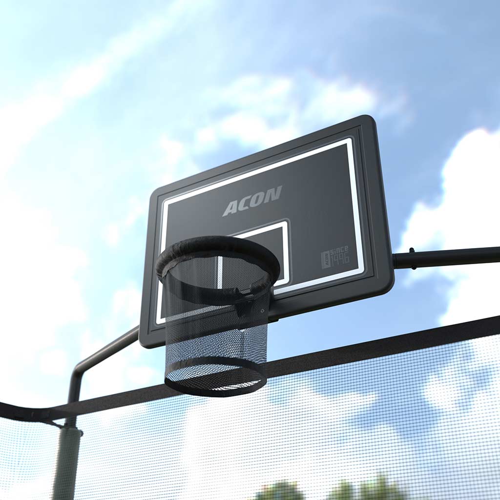 ACON-Basketballkorb für rechteckige Trampoline.