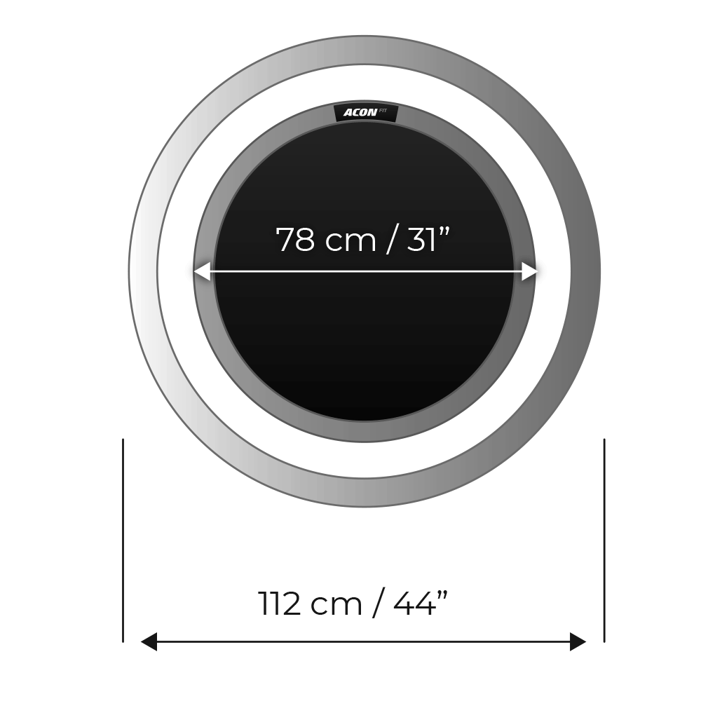 ACON FIT rundes Minitrampolin auf weißem Hintergrund fotografiert ohne Griffstange.